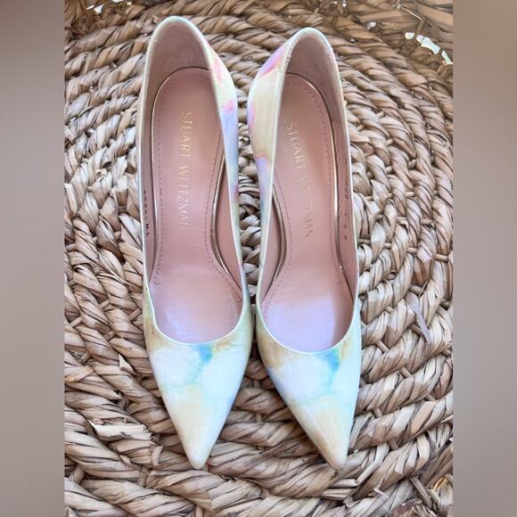 Stuart Weitzman Pastel Watercolor Floral Heel Pumps 4.5 - Picture 2 of 7